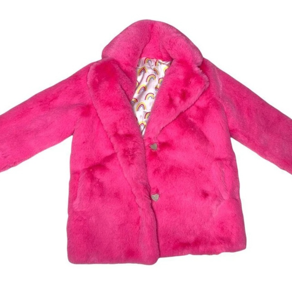 Lola + The Boys Hot Pink Faux Fur Coat - Picture 4 of 5